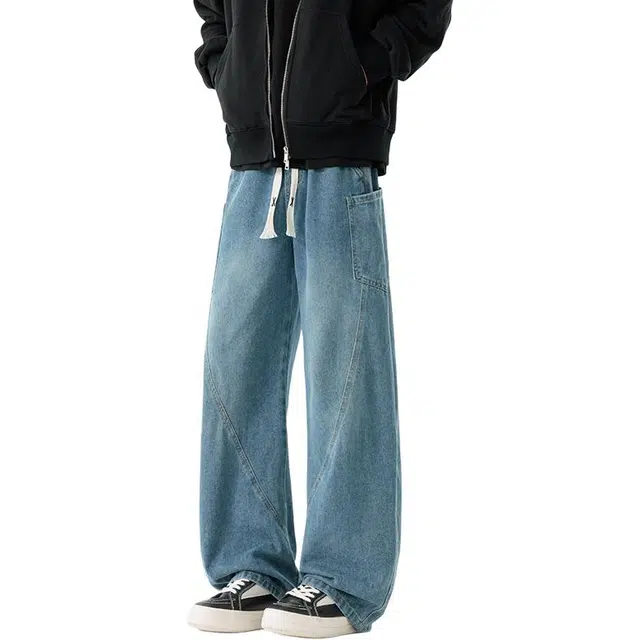 海尔斯 百搭时尚简约宽松潮流直筒牛仔裤 男款