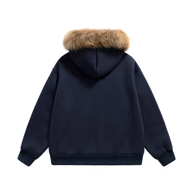 领航骆驼 时尚街头毛领连帽飞行员小众高级感痞帅百搭无性别主义宽松休闲通勤开衫卫 衣 男女同款