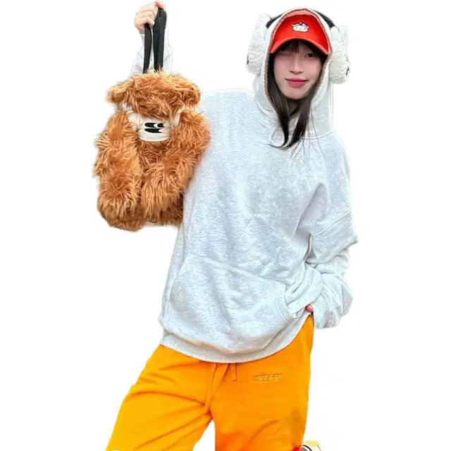 冈哉 秋冬美式基础款结构纯色连帽贝壳刺绣套头简约百搭痞帅个性潮流潮牌慵懒感城市日常通勤柔软舒适卫衣 男女同款