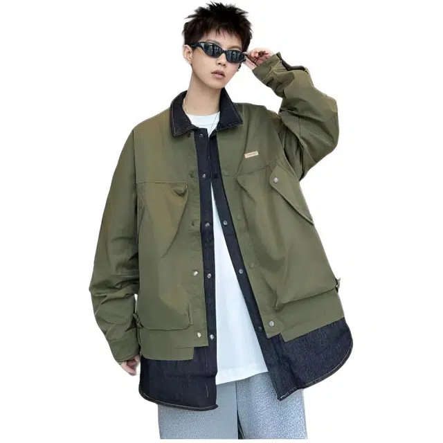 木木兔 美式高街重磅男士长袖外穿冬季休闲秋冬穿搭轻奢潮流百搭衣服冬天国潮宽松假两件潮牌外套夹克 男款