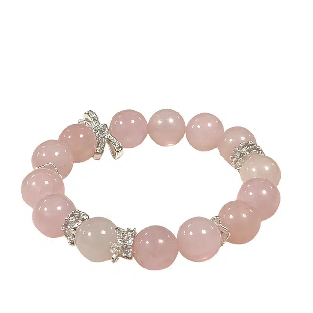 迈奇的礼物 梦幻公主蝴蝶结 福叠好运 新中式国潮文艺白月光清新甜美复古小众高级气质优雅百搭高颜值天然 粉水晶 手串 男女同款情侣款