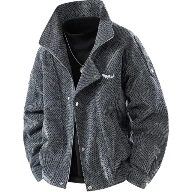 大白鲨 品牌轻奢欧版高品质美式复古男潮牌潮流外套男士上衣男宽松百搭翻领夹克 男款