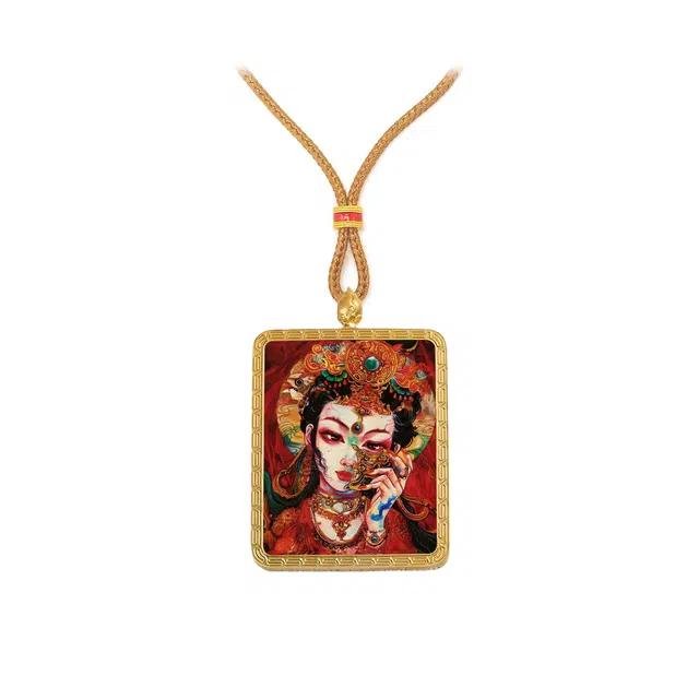 【百无禁忌百财来】 玉临门 财源广进国风扎基拉姆前世今生唐卡新藏式财神吊坠 藏传佛教护身符能量加持好运 合金 项链 男女同款情侣款