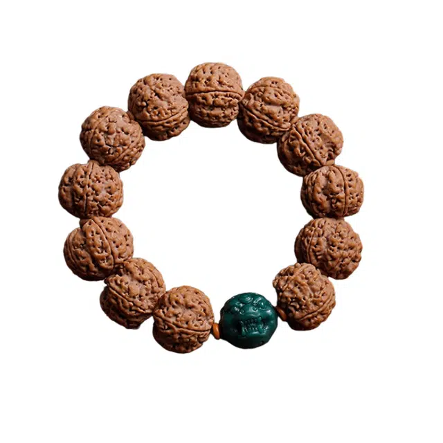 茂琼 财源广进万事顺遂平安喜乐文玩念珠盘玩佛珠文玩精品配饰貔貅尼泊尔五瓣爆肉原籽复古经典中国风高级文玩 金刚菩提 手串 男款