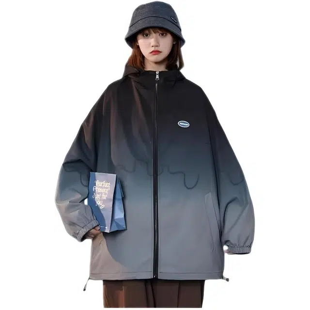 木木兔 潮流时尚 秋季外套 情侣装 大码  简约百搭 宽松休闲高街风防泼水速干运动服夹克 男女同款