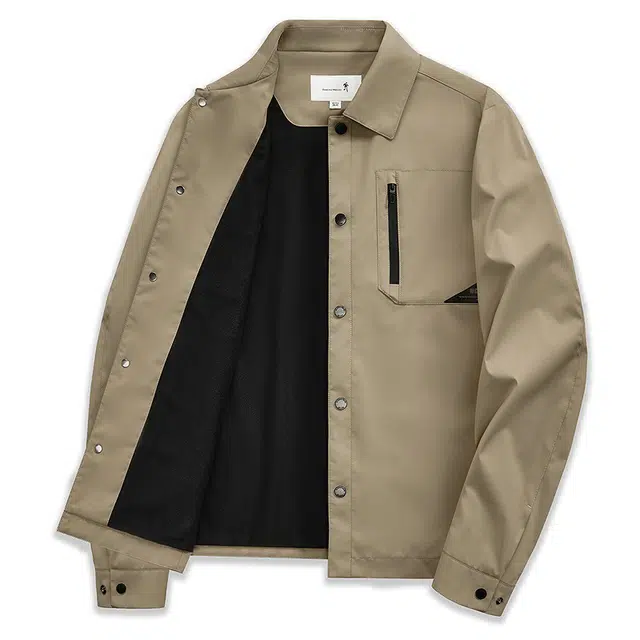 与狼共舞 轻简时尚舒暖细绒轻户外通勤柔顺百搭翻领夹克外套 男款