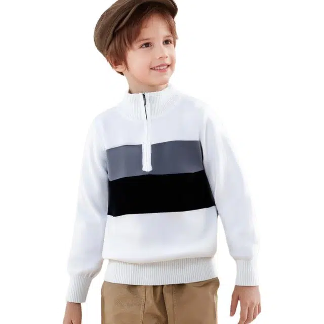 十月妈咪毛衣 拼色线衣打底衫 儿童款