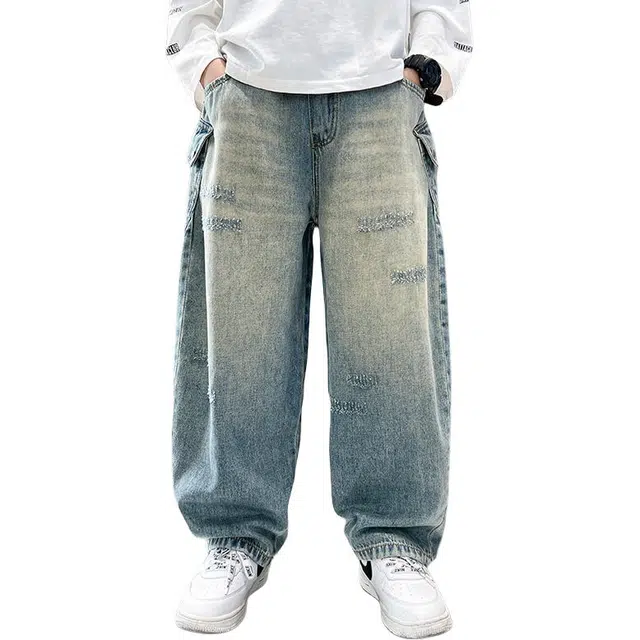 黑恐龙牛仔裤 男童秋季亲肤宽松百搭裤子