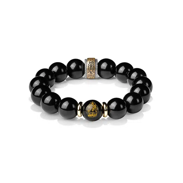 芳缘小傅 【时来运转】生肖本命佛守护神转运佛珠转运珠 真言赐瑞 招财纳福 祥瑞赐福 国潮复古风 #好运天然 黑曜石 手串 男女同款情侣款
