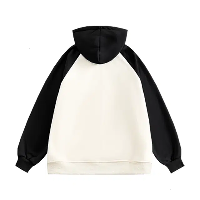 棉致 惊叹猫简约无性别主义美式撞色插肩时尚休闲宽松弹力吸湿透气拉链开衫外套连帽卫衣 男女同款