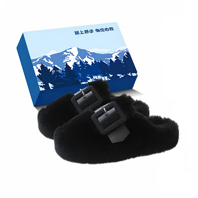 小鹿米利 毛毛鞋女外穿厚底松糕高级感棉拖 防滑包头拖鞋 女