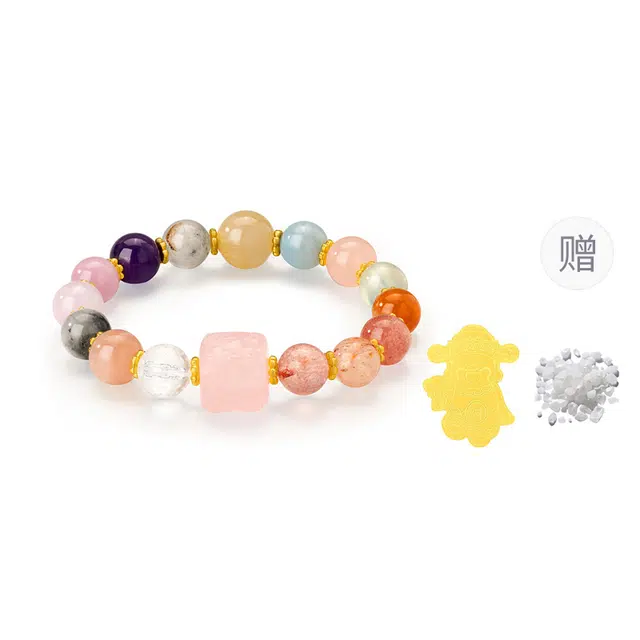 金六福吉祥 【万事如意】九尾狐方糖多宝 新中式国潮风复古小众高级感简约气质百搭 水晶 手串 女款