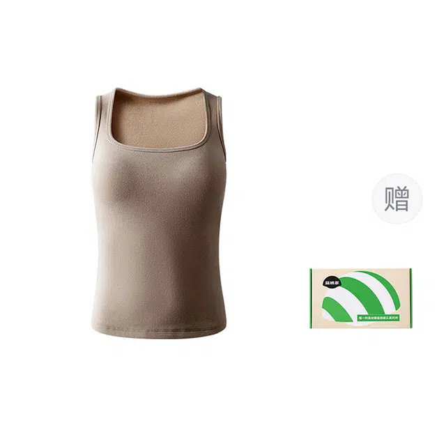 菇娘家 大码德绒外红外蓄热背心自带胸垫软支撑含玻尿酸亲肤舒适百搭打底高弹力显瘦不臃肿内搭保暖上装 女款