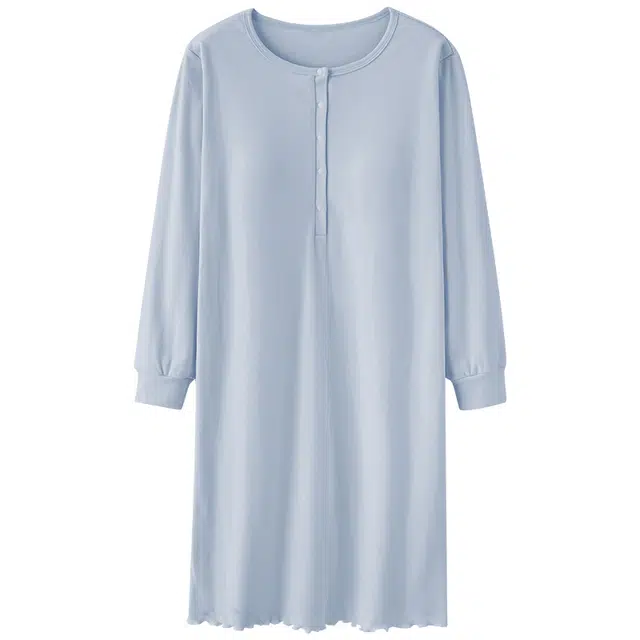 俏薇妮 德绒月子服简约舒适长袖秋冬季孕妇产后哺乳保暖睡裙 女款