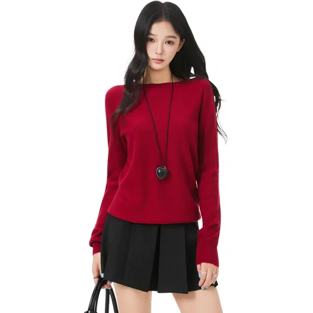 淑好百 多色系套头圆领休闲风针织衫 女款