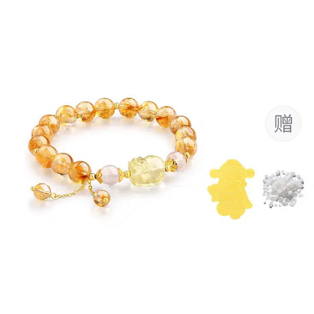 【撑场子壮胆气】 金六福吉祥 招财进宝貔貅八方来财时来运转 转运暴富新中式小众设计轻奢精致百搭高级#好运天然 黄水晶 手串 男女同款情侣款