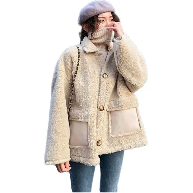 邓大喵 羊羔毛外套女冬秋冬百搭厚毛毛羊剪绒大衣皮毛一体羊羔绒皮草 女款