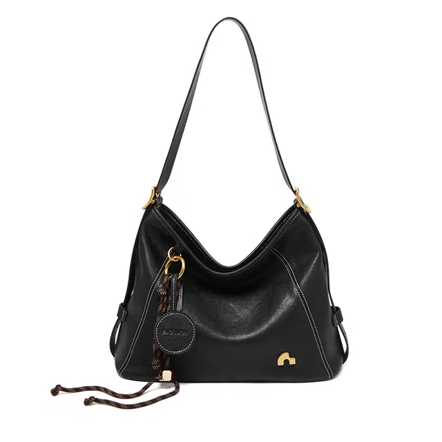 纳兰杜 玄月 小众大容量百搭通勤慵懒精致实用 牛皮拼合成革 斜挎单肩包 常规 女款 多色