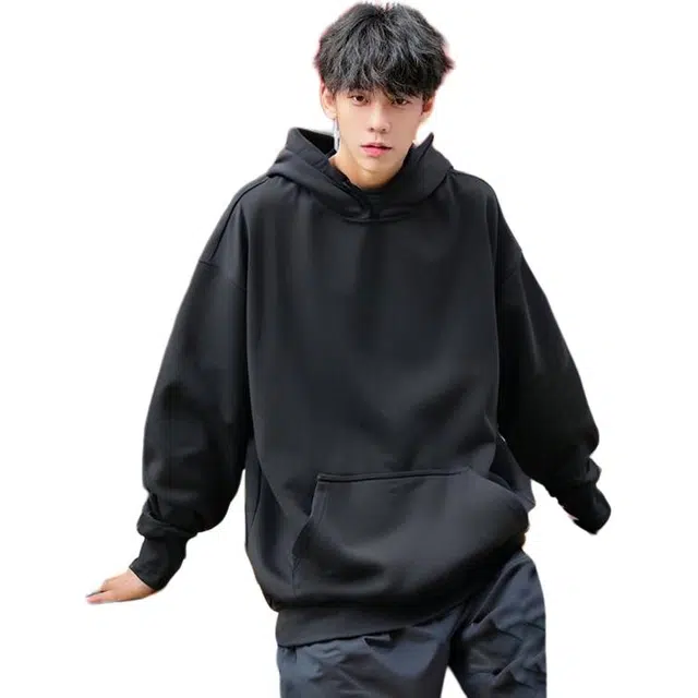 冈哉 美式基础款重磅结构辑明线拉链宽松连帽纯色套头简约百搭痞帅个性潮流潮牌慵懒感城市日常通勤柔软舒适卫衣 男女同款