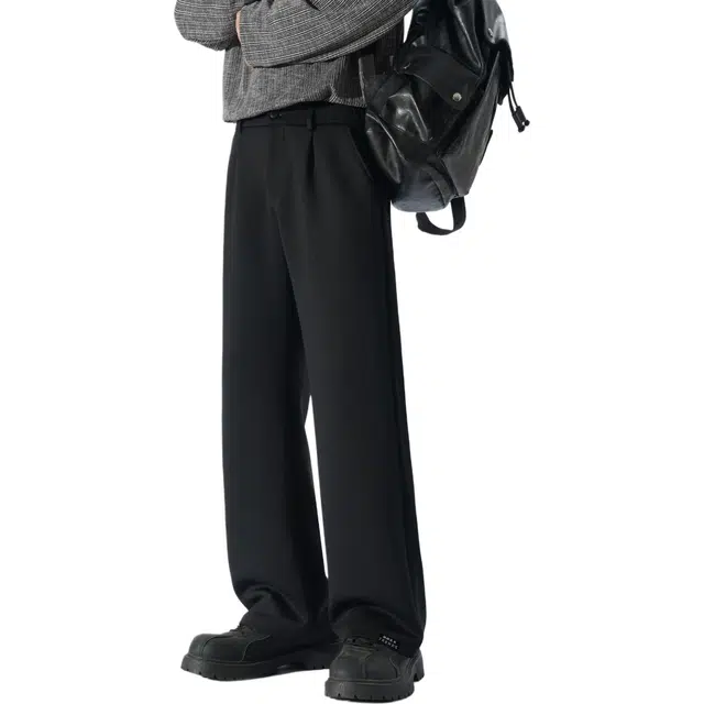 【垂感舒适小西裤】赫赫良衣 美式复古痞帅高街纯色简约冰丝直筒时尚百搭宽松半松紧腰基础款裤子小众高级感学院风韩系潮牌休闲裤 男女同款