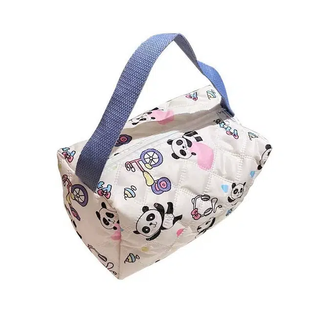 艾情草之恋熊猫化妆防水外出可爱大容量收纳洗漱包加棉手提个性新款护肤品包 防尘收纳便携防摔