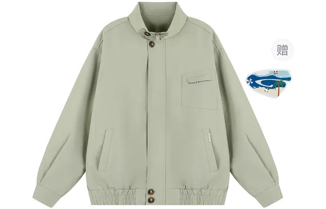 港仔文艺男 美式重磅工装飞行员立领小立扣设计多口袋金属拉链户外运动山系棒球服高街复古休闲百搭哈灵顿长袖夹克外套 男女同款