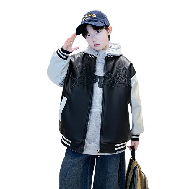 俞兆林夹克 加绒刺绣拼色棒球服 青少年