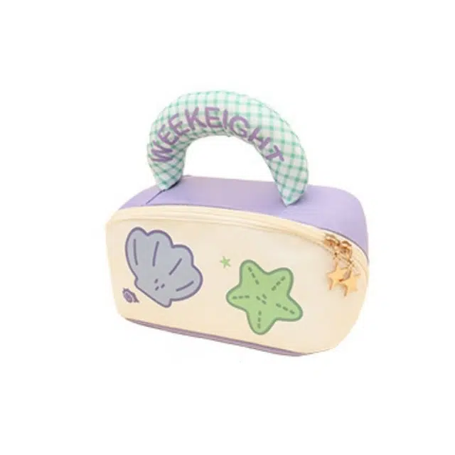 艾情草之恋可爱卡通手提包出游随身化妆包海洋风户外便携分区文胸收纳包