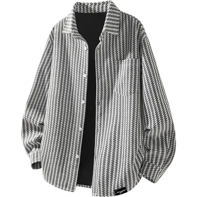 颂希尔 雪尼尔小香风鱼骨纹宽松休闲开衫外套美式高级感痞帅翻领长袖衬衫 男女同款