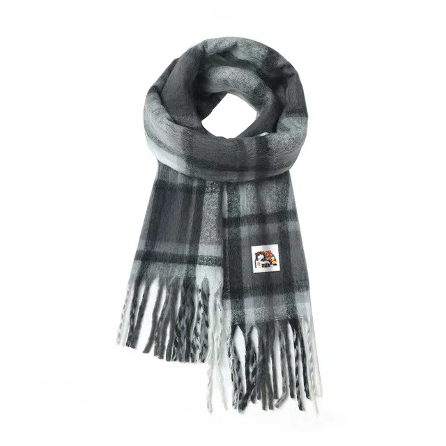 吾皇猫 韩版高级感加厚保暖 聚酯纤维 绒线围巾 男女同款情侣款