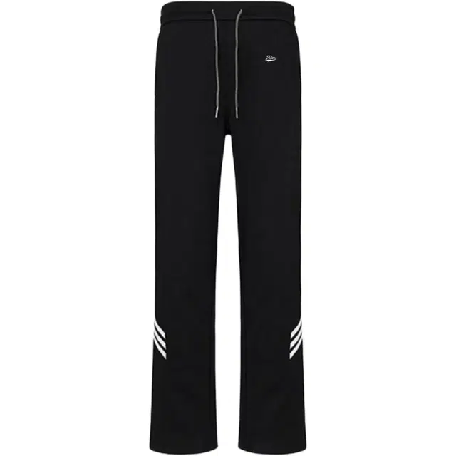 爱肯 纯色美式潮流条纹拼接卫裤基础款垂感阔腿高街直筒针织运动休闲裤 男女同款