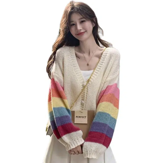 思蓓儿 开衫秋小个子宽松设计感甜美短款外套潮针织衫 女款