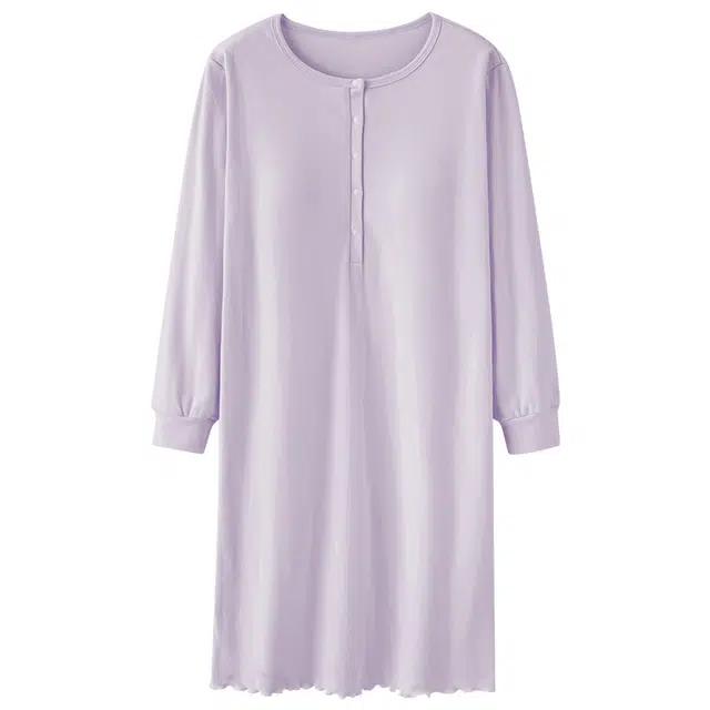 俏薇妮 德绒女春秋季保暖薄绒睡衣高级孕妇月子待产裙睡裙 女款