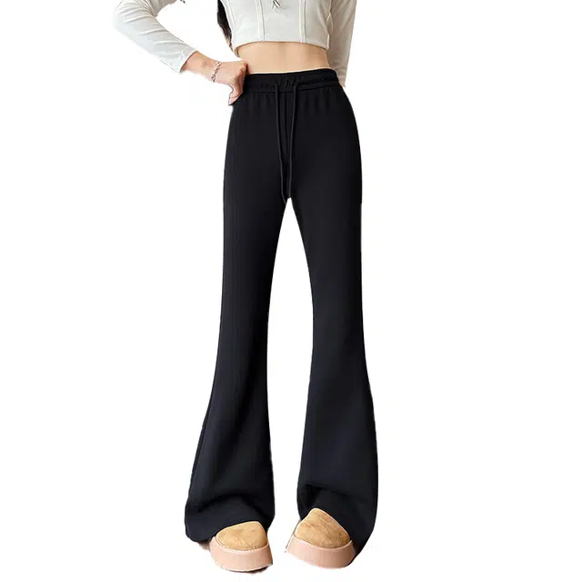 棉购 微喇运动裤女秋季小个子垂感显瘦马蹄喇叭裤美式卫裤休闲裤 女款