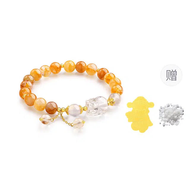 【招财来守钱袋】 金六福吉祥 招财进宝兴旺顺遂 貔貅八方来财福运如星 新中式国潮风轻奢小众设计礼送#好运天然 黄水晶 手串 男女同款情侣款