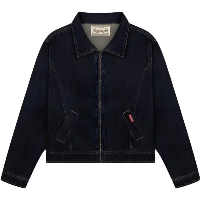 苏九儿 美式做旧翻领外穿休闲百搭拉链夹克牛仔外套 女款