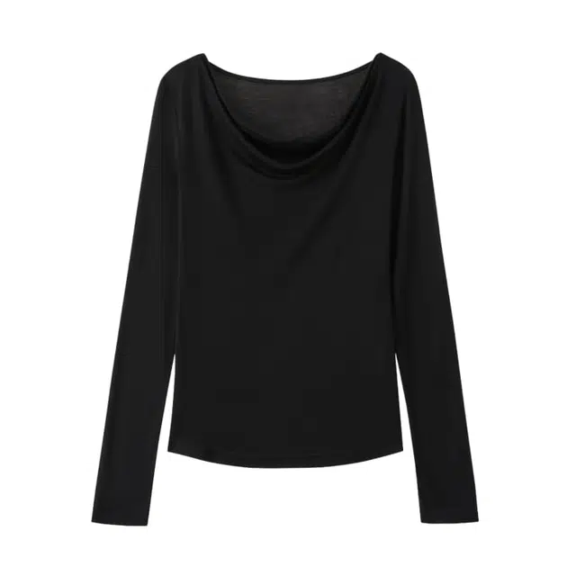 柳絮自制 简约舒适纯色长袖打底衫针织衫 女款