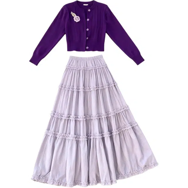 柏黛妃 简约百搭舒适优雅时尚通勤长袖裙装套装 女款