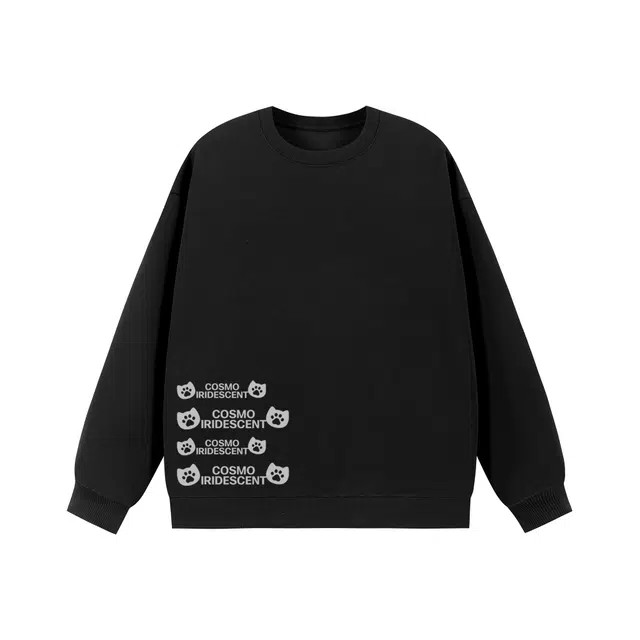 都市丽人 基础款纯色百搭休闲圆领长袖卫衣时尚猫爪卡通字母潮流宽松打底衣 男女同款