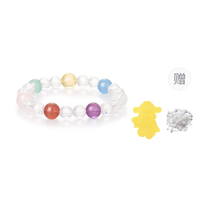 【赠限量款金贴】 金六福吉祥 精致浪漫小清新春日光谱精致设计高级感早日脱单可爱风显白显气质好运天然 白水晶 手串 女款
