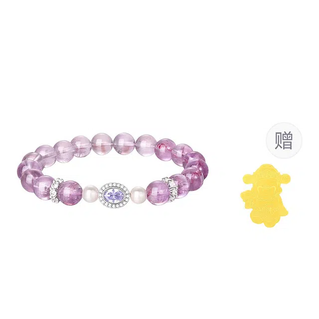 【甄选高品质】 金六福吉祥 九紫离火运考试考研上岸财富人缘能量石磁场转运串珠显白大气好搭配好运天然 紫水晶 手串 男女同款情侣款