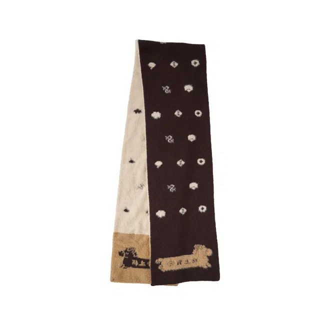 大英博物馆 新年系列 亲肤保暖 萌趣 温暖 舒适 聚酯纤维 绒线围巾 女款