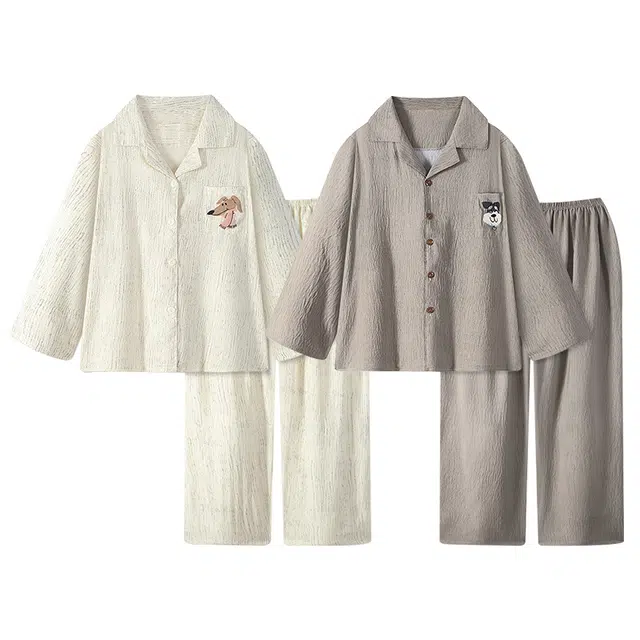 俏韵 情侣云朵棉卡通可爱长袖长裤休闲宽松舒适翻领家居服可外穿睡衣套装 男女同款