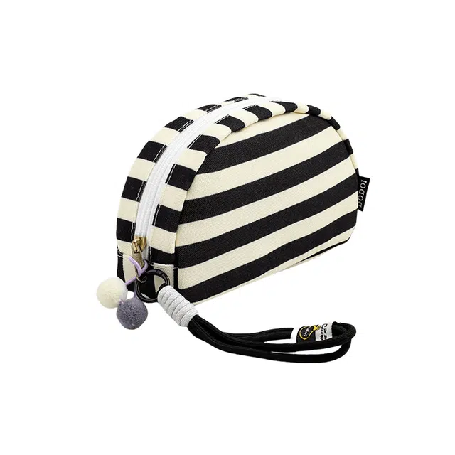 心水好物多巴胺时尚贝壳化妆包简约条纹收纳袋子手提便携旅行洗漱包 收纳便携