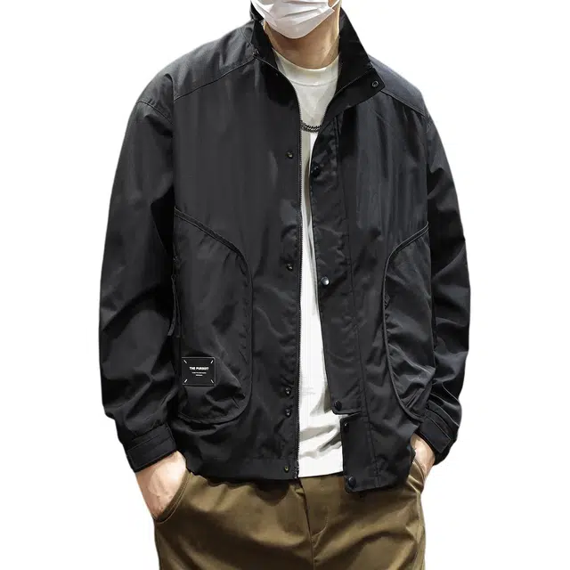 协协乐 美式外套冲锋衣春秋冬机能风纯色拼接氛围感户外山系多功能三防上衣工装服登山服夹克 男款