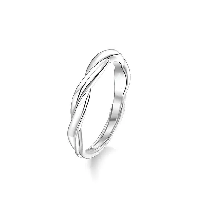 岁月静好 情意绵绵系列 莫比乌斯对戒 开口可调节 浪漫爱意交织简约素圈创意甜美可爱温柔百搭日常通勤#好运 锆石 戒指 男女同款情侣款