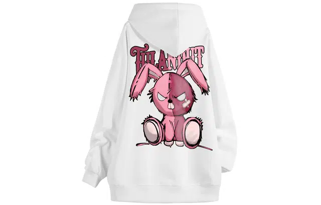 图兰朵 美式连帽舒适百搭暴躁小兔子印花休闲宽松潮牌情侣款长袖街头时尚卫衣 男女同款