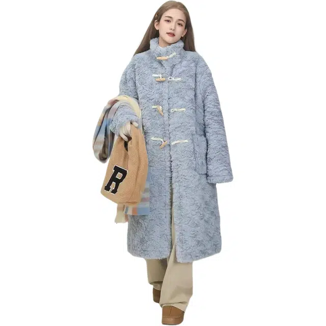 邓大喵 长款牛角宽松外套棉服皮草 女款