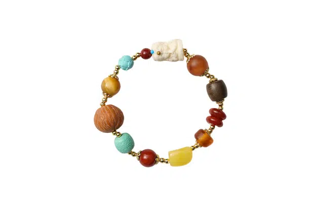 克拉日记 玛瑙根付鹿角花蜡菱镁矿松石南头核桃金虎眼新中式国潮多宝多福素雅#好运 琉璃 手串 女款