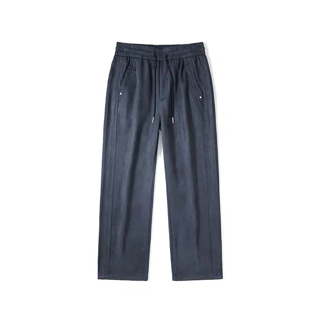 希越 美式复古秋冬季麂皮绒潮牌宽松简约百搭直筒阔腿休闲裤 男款